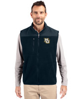 Marquette Golden Eagles Cutter & Buck Cascade Eco Sherpa Mens Big and Tall Fleece Vest Navy Blue Front