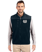 Utah State Aggies Cutter & Buck Cascade Epic Comfort Recycled Sherpa Fleece Mens Big & Tall Full Zip Vest Navy Blue Front