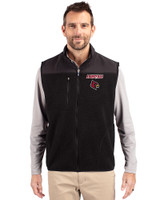 Louisville Cardinals Cutter & Buck Cascade Eco Sherpa Mens Big and Tall Fleece Vest Black Front