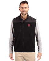 Rutgers Scarlet Knights Cutter & Buck Cascade Eco Sherpa Mens Big and Tall Fleece Vest Black Front