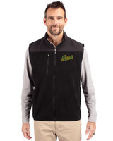 George Mason Patriots College Vault Cutter & Buck Cascade Eco Sherpa Mens Big and Tall Fleece Vest Black Front