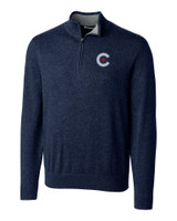 Chicago Cubs City Connect Cutter & Buck Lakemont Tri-Blend Mens Big and Tall Quarter Zip Pullover Sweater LYN_MANN_HG 1