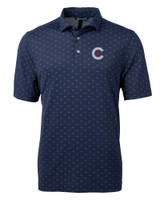 Chicago Cubs City Connect Cutter & Buck Virtue Eco Pique Tile Print Recycled Mens Polo NVBU_MANN_HG 1