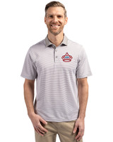 Miami Marlins City Connect Cutter & Buck Virtue Eco Pique Micro Stripe Recycled Mens Polo Polished/White Front