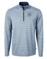 Chicago Cubs City Connect Cutter & Buck Virtue Eco Pique Micro Stripe Recycled Mens Quarter Zip ALSNB_MANN_HG 1