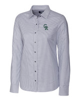 Colorado Rockies City Connect Cutter & Buck Stretch Oxford Stripe Womens Long Sleeve Dress Shirt CC_MANN_HG 1