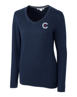Chicago Cubs City Connect Cutter & Buck Lakemont Tri-Blend Womens V-Neck Pullover Sweater LYN_MANN_HG 1
