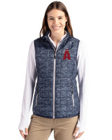 Los Angeles Angels City Connect Cutter & Buck Rainier PrimaLoft® Womens Eco Insulated Full Zip Printed Puffer Vest Dark Navy Front