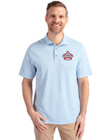 Miami Marlins City Connect Cutter & Buck Virtue Eco Pique Stripe Recycled Mens Big and Tall Polo Atlas Light Blue Front