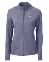 Chicago Cubs City Connect Cutter & Buck Adapt Eco Knit Heather Recycled Womens Full Zip NVH_MANN_HG 1