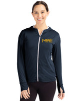 Milwaukee Brewers City Connect Cutter & Buck Daybreak Eco Recycled Womens Full Zip Hoodie Navy Blue Front