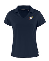 Houston Astros City Connect Cutter & Buck Daybreak Eco Recycled Womens V-neck Polo Navy Blue Mannequin