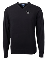 Colorado Rockies City Connect Cutter & Buck Lakemont Tri-Blend Mens Big and Tall V-Neck Pullover Sweater Black Mannequin