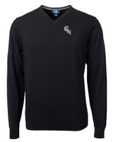 Chicago White Sox City Connect Cutter & Buck Lakemont Tri-Blend Mens Big and Tall V-Neck Pullover Sweater Black Mannequin