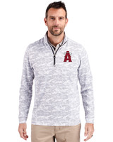 Los Angeles Angels City Connect Cutter & Buck Traverse Stretch Eco Camo Print Quarter Zip Mens Pullover Charcoal Front