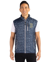 Boston Red Sox City Connect Cutter & Buck Rainier PrimaLoft® Mens Eco Insulated Full Zip Printed Puffer Vest Dark Navy Front