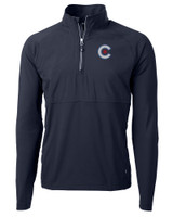 Chicago Cubs City Connect Cutter & Buck Adapt Eco Knit Hybrid Recycled Mens Quarter Zip NVBU_MANN_HG 1