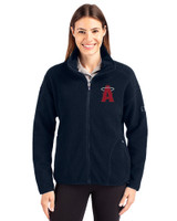 Los Angeles Angels City Connect Cutter & Buck Cascade Epic Comfort Recycled Sherpa Fleece Womens Full Zip Jacket Navy Blue Front