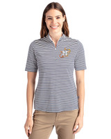 Houston Astros City Connect Cutter & Buck Virtue Eco Pique Stripe Recycled Womens Top Navy Blue Front