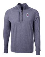 Chicago Cubs City Connect Cutter & Buck Adapt Eco Knit Heather Mens Big & Tall Quarter Zip Pullover NVH_MANN_HG 1