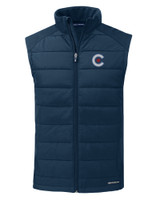 Chicago Cubs City Connect Cutter & Buck Evoke Hybrid Eco Softshell Recycled Mens Full Zip Vest NVBU_MANN_HG 1