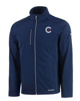 Chicago Cubs City Connect Cutter & Buck Evoke Eco Softshell Recycled Full Zip Mens Jacket NVBU_MANN_HG 1