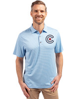 Chicago Cubs City Connect Cutter & Buck Forge Eco Heather Stripe Stretch Recycled Mens Big & Tall Polo Atlas Heather Front