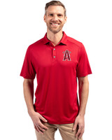 Los Angeles Angels City Connect Cutter & Buck Forge Eco Stretch Recycled Mens Polo Cardinal Red Front