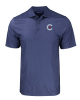 Chicago Cubs City Connect Cutter & Buck Pike Eco Tonal Geo Print Stretch Recycled Mens Polo NVBU_MANN_HG 1