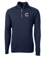 Chicago Cubs City Connect Cutter & Buck Adapt Eco Knit Stretch Recycled Mens Quarter Zip Pullover NVBU_MANN_HG 1