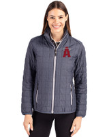 Los Angeles Angels City Connect Cutter & Buck Rainier PrimaLoft®  Womens Eco Insulated Full Zip Puffer Jacket Anthracite Melange Front