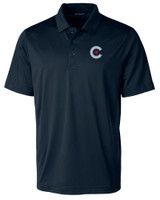 Chicago Cubs City Connect Cutter & Buck Prospect Textured Stretch Mens Short Sleeve Polo NVBU_MANN_HG 1