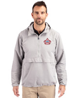 Miami Marlins City Connect Cutter & Buck Charter Eco Recycled Mens Anorak Jacket Polished Medium Gray Front