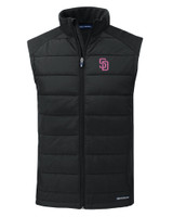 San Diego Padres City Connect Cutter & Buck Evoke Hybrid Eco Softshell Recycled Mens Full Zip Vest BL_MANN_HG 1