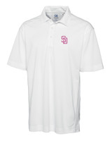 San Diego Padres City Connect Cutter & Buck CB Drytec Genre Textured Solid Mens Polo WH_MANN_HG 1