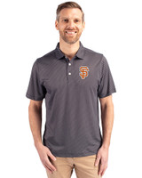 San Francisco Giants City Connect Cutter & Buck Pike Eco Symmetry Print Stretch Recycled Mens Polo Black/White Front