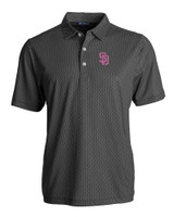 San Diego Padres City Connect Cutter & Buck Pike Eco Symmetry Print Stretch Recycled Mens Polo BLWH_MANN_HG 1