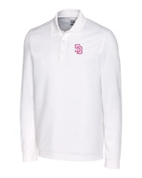 San Diego Padres City Connect Cutter & Buck Advantage Tri-Blend Pique Mens Long Sleeve Polo WH_MANN_HG 1
