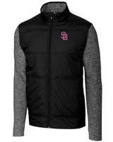 San Diego Padres City Connect Cutter & Buck Stealth Hybrid Quilted Mens Full Zip Windbreaker Jacket BL_MANN_HG 1