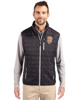 San Francisco Giants City Connect Cutter & Buck Rainier PrimaLoft® Mens Eco Insulated Full Zip Puffer Vest Black Front