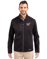 Washington Nationals City Connect Cutter & Buck Evoke Softshell Recycled Full Zip Mens Jacket Black Front