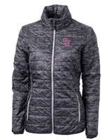 San Diego Padres City Connect Cutter & Buck Rainier PrimaLoft® Womens Eco Insulated Full Zip Printed Puffer Jacket BL_MANN_HG 1