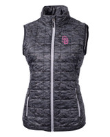 San Diego Padres City Connect Cutter & Buck Rainier PrimaLoft® Womens Eco Insulated Full Zip Printed Puffer Vest BL_MANN_HG 1