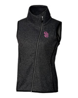 San Diego Padres City Connect Cutter & Buck Mainsail Sweater Knit Womens Asymmetrical Vest CCH_MANN_HG 1