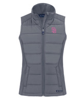 San Diego Padres City Connect Cutter & Buck Evoke Hybrid Eco Softshell Recycled Womens Full Zip Vest EG_MANN_HG 1