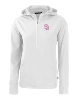 San Diego Padres City Connect Cutter & Buck Daybreak Eco Recycled Womens Half Zip Hoodie WH_MANN_HG 1