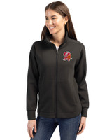 Tampa Bay Buccaneers Historic Cutter & Buck Roam Epic Versatility Full Zip Recycled Womens Jacket Black Front