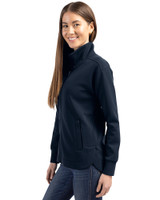 Carolina Panthers Americana Cutter & Buck Roam Epic Versatility Full Zip Recycled Womens Jacket Navy Blue Side