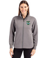 Tulane Green Wave College Vault Cutter & Buck Roam Recycled Buttery-Soft Knit Womens Full Zip Jacket Elemental Grey Front