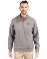 Washington Nationals Cutter & Buck Roam Epic Versatility Recycled Quarter Zip Mens Pullover Elemental Grey Front